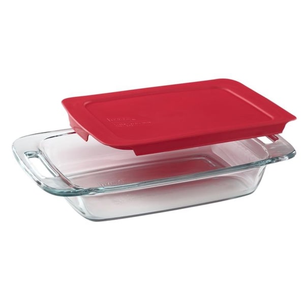 Pyrex Pyrex Easy Grab 8 in. W X 14 in. L Baking Dish Clear/Red 1 pc 1090948 - main
